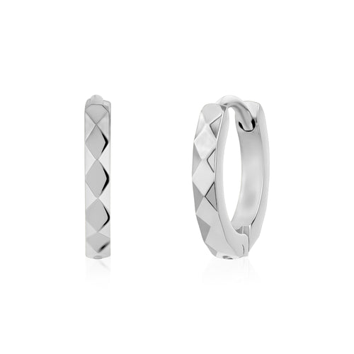 Diamond Cut Huggie Earrings | 13MM