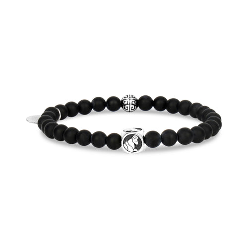 Pulsera de cuentas del zodiaco de ónix negro mate de 6 mm