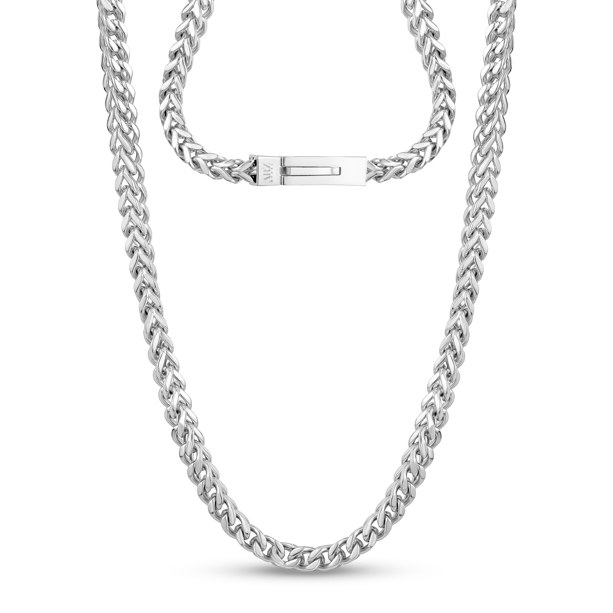 Mens 6mm Stainless Steel Polished Rounded Box Chain Necklace, 24