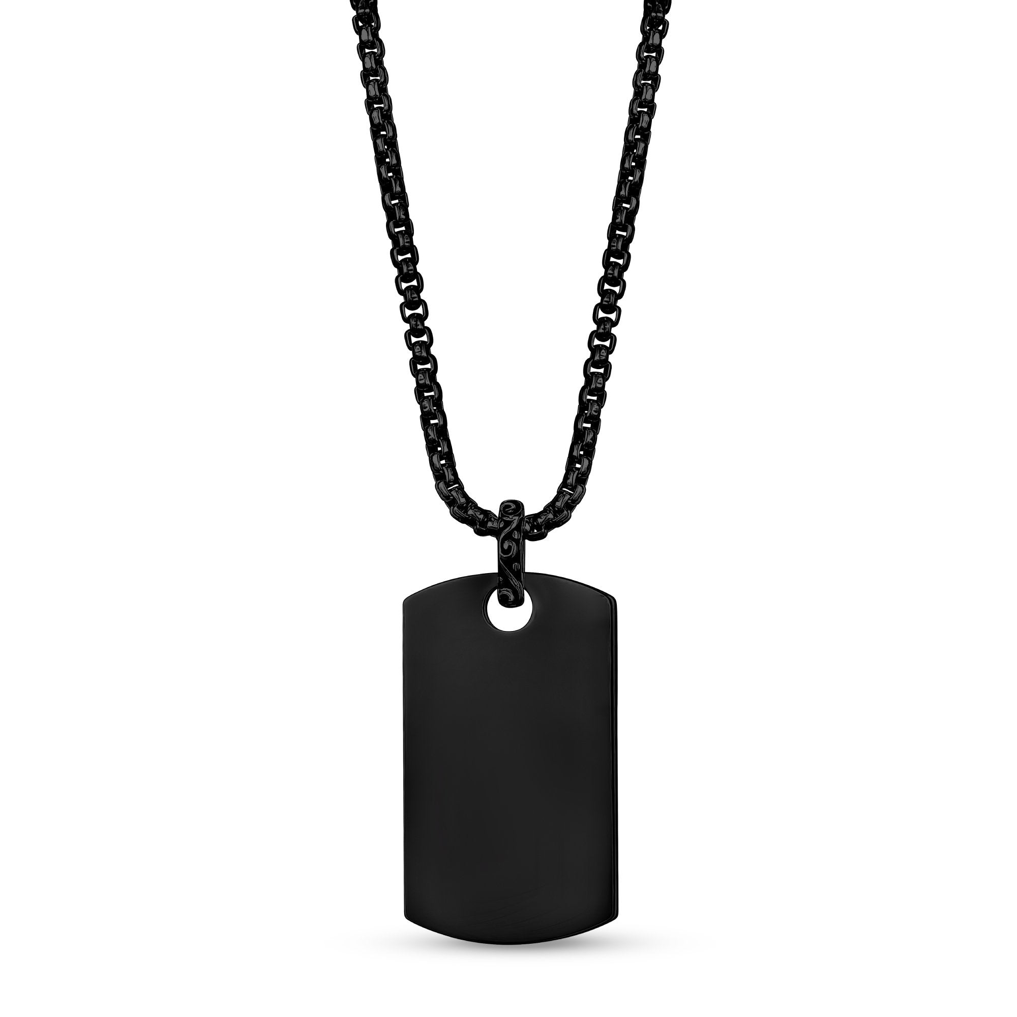 Personalized Black Stainless Steel Dog Tag & Cross Chain Necklace