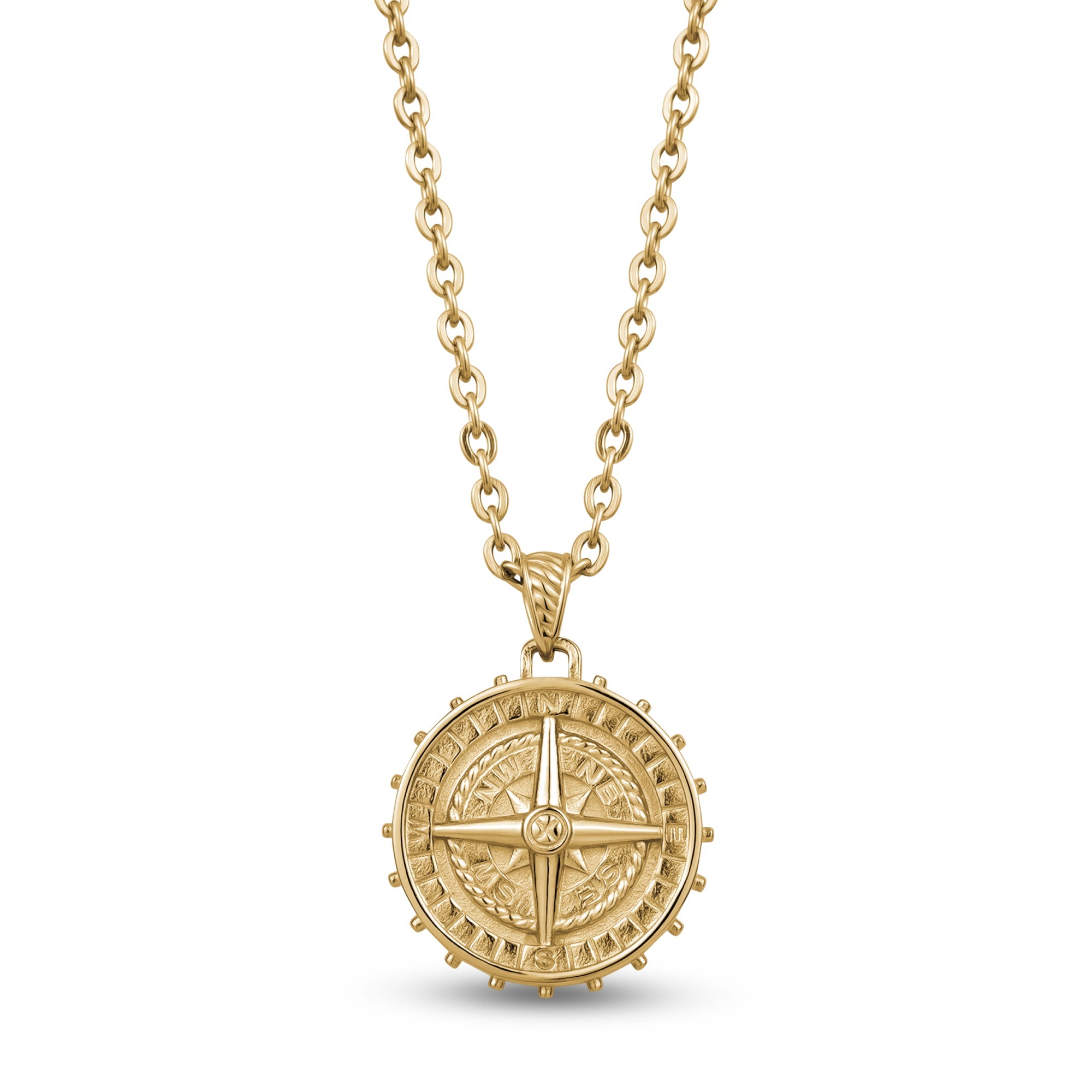 Men's Pendant Necklace Stainless Steel Compass Pendant Coin - Temu