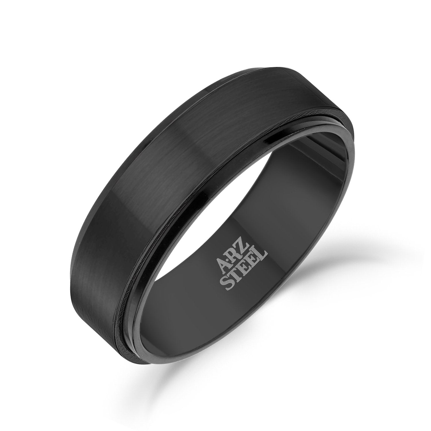 7 mm Matte Black Stainless Steel Ring, In stock!