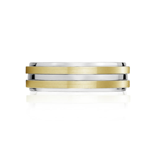 7mm Steel & Gold Band