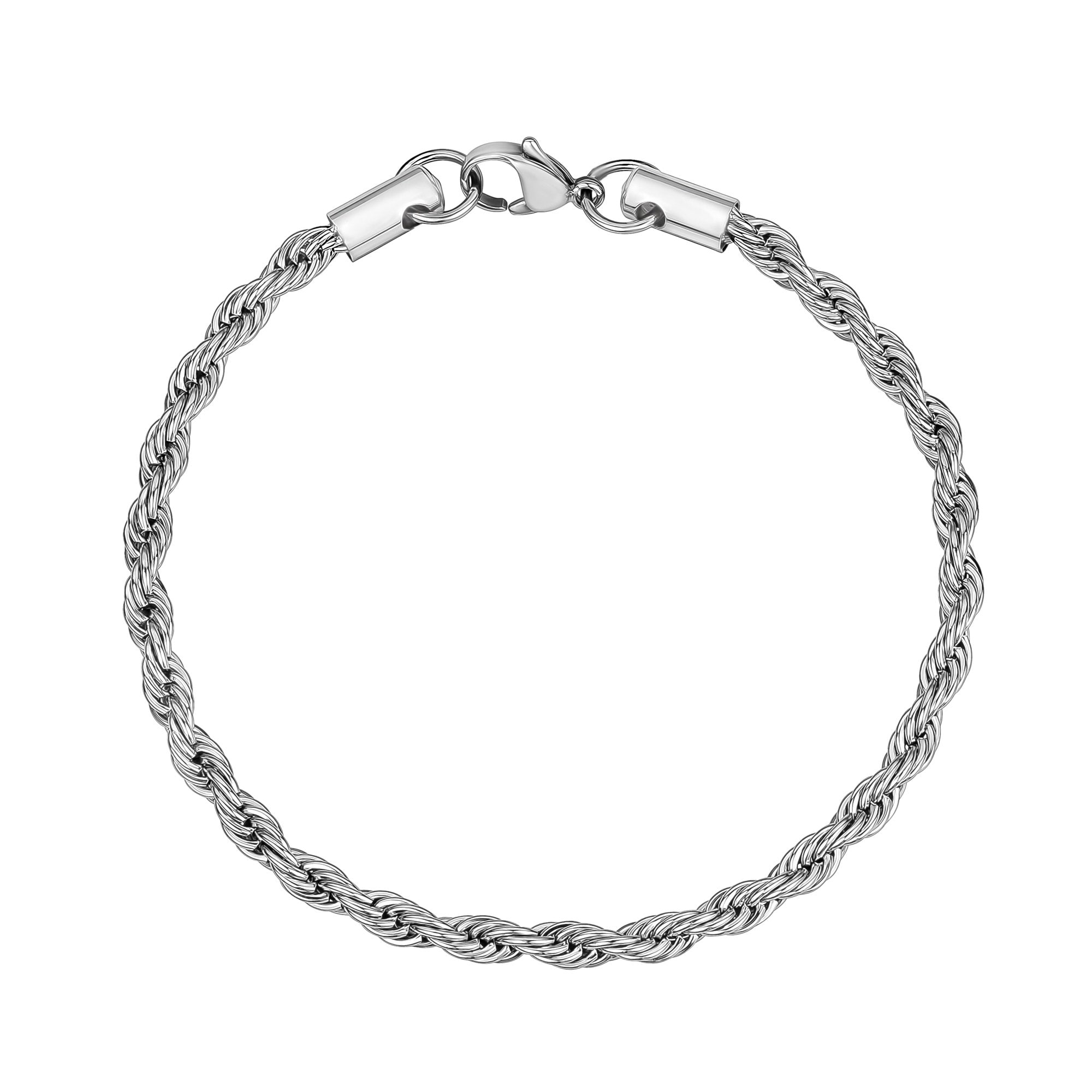 Solid Rope Bracelet Sterling Silver 8.5