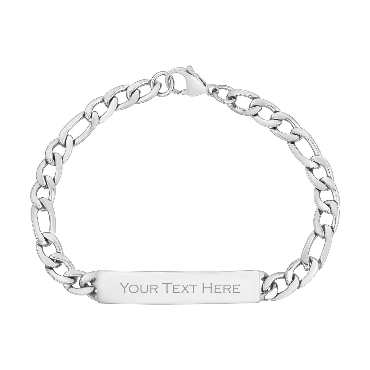 7mm Stainless Steel Figaro Link Engravable ID Bracelet - Anniversary ...