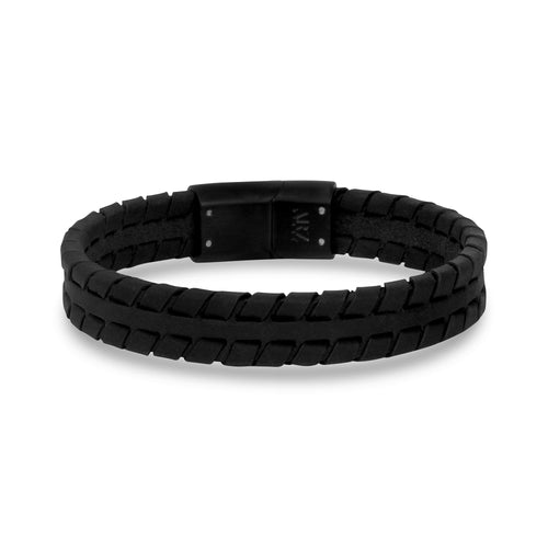 12mm Tire Track Leather Bracelet
