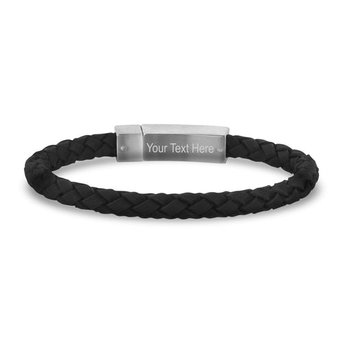 Bracelet en cuir noir avec fermoir mat | 6MM