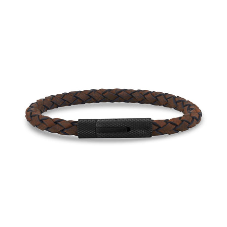 Engravable Braided Leather Men Bracelet