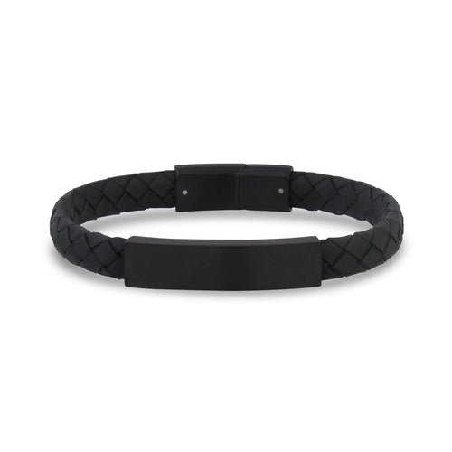 8mm Flat Leather ID Bracelet