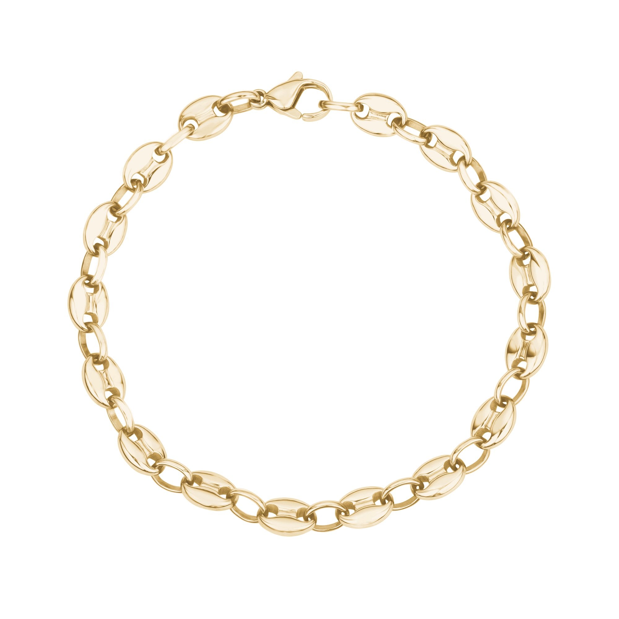 Women's Stainless Steel Coffee Bean Puffy Link Gold Bracelet – The 