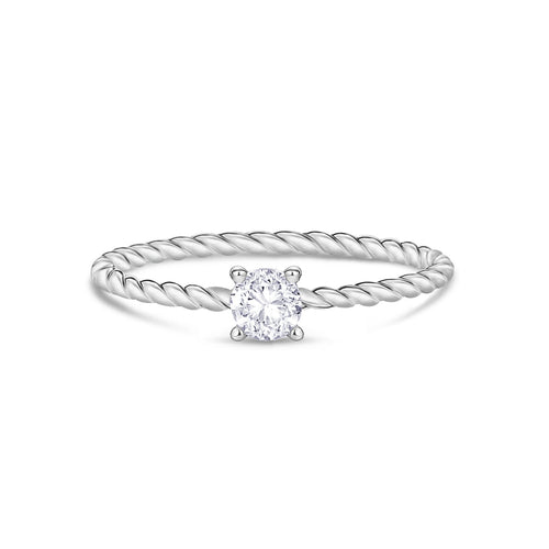 Bague solitaire empilable minimale