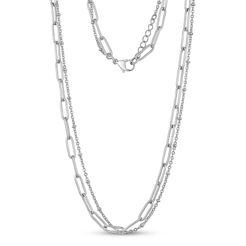 Double Chain Paperclip Necklace