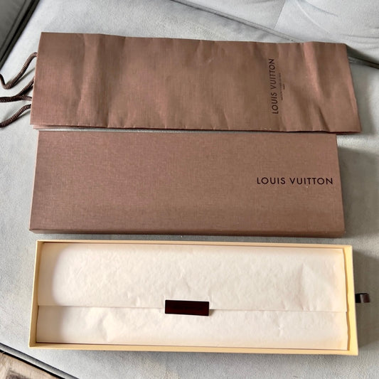 LOUIS VUITTON Pouch + Leather String + Tags + Box 9.75x5x1.75