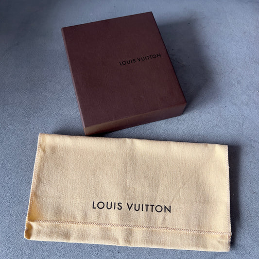 LOUIS VUITTON Pouch + Leather String + Tags + Box 9.75x5x1.75 inches