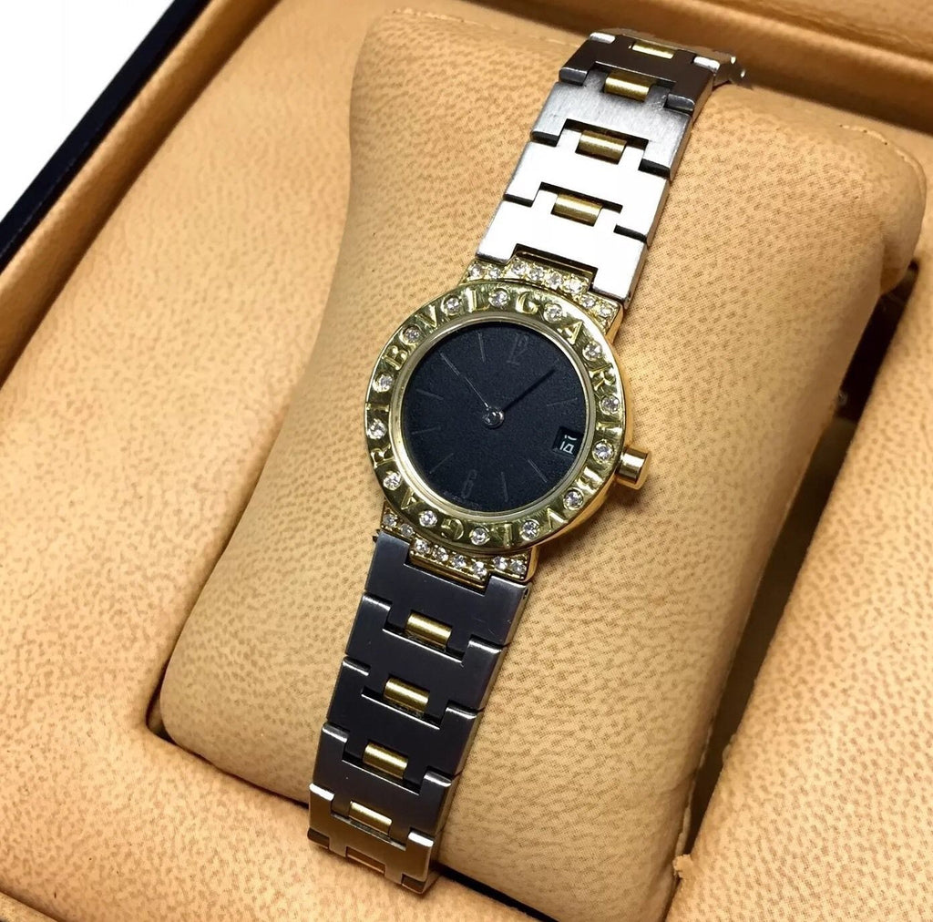 BVLGARI DIAGONO 2 Tone Luxury Ladies Watch DIAMONDS 18K Gold & SS in ...