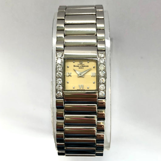 BAUME & MERCIER Swiss Quartz Steel Ladies Watch Diamond Bezel 0.8TCW ...