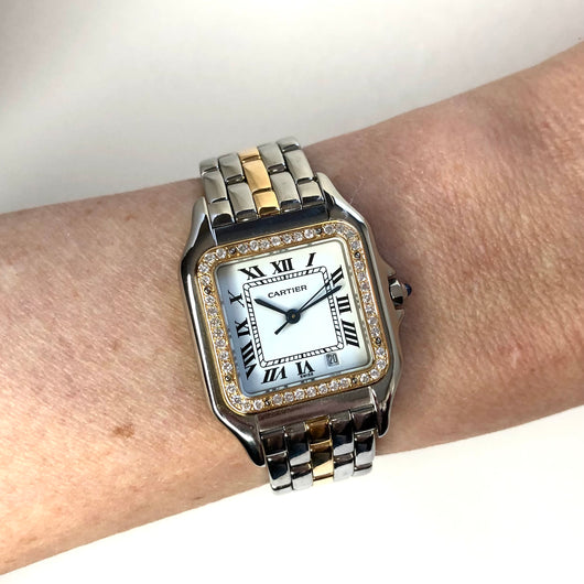 CARTIER PANTHERE Quartz 27mm 1 Row Gold 0.41TCW DIAMOND Watch – NATILUXIA