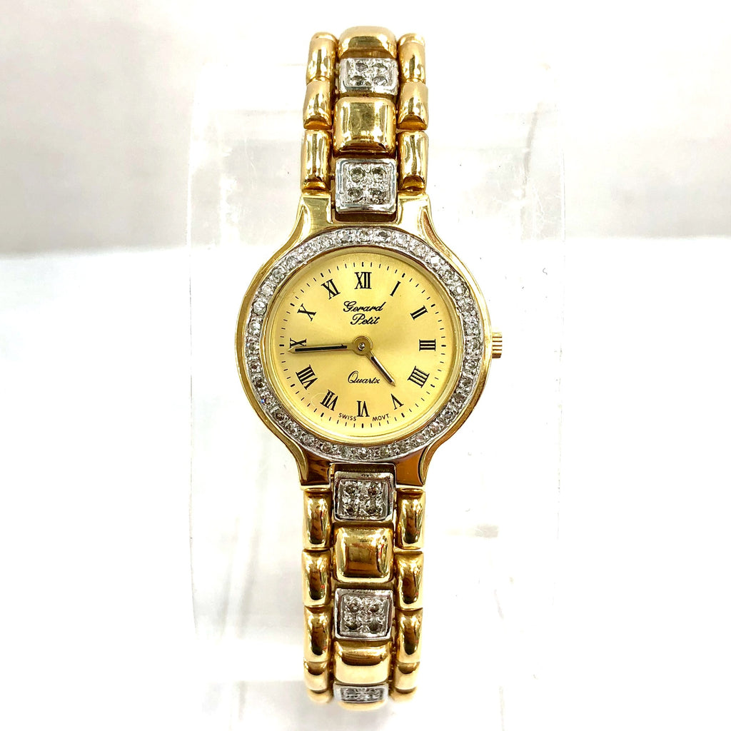 GERARD PETIT 24mm Quartz 14K Yellow & White Gold Watch ~2TCW FACTORY ...