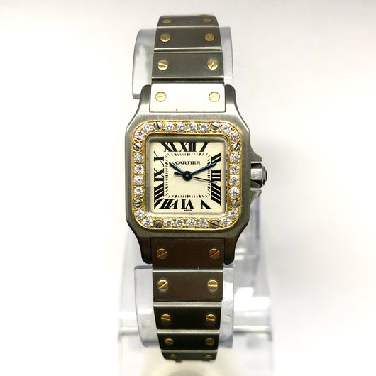 cartier santos galbee diamond bezel