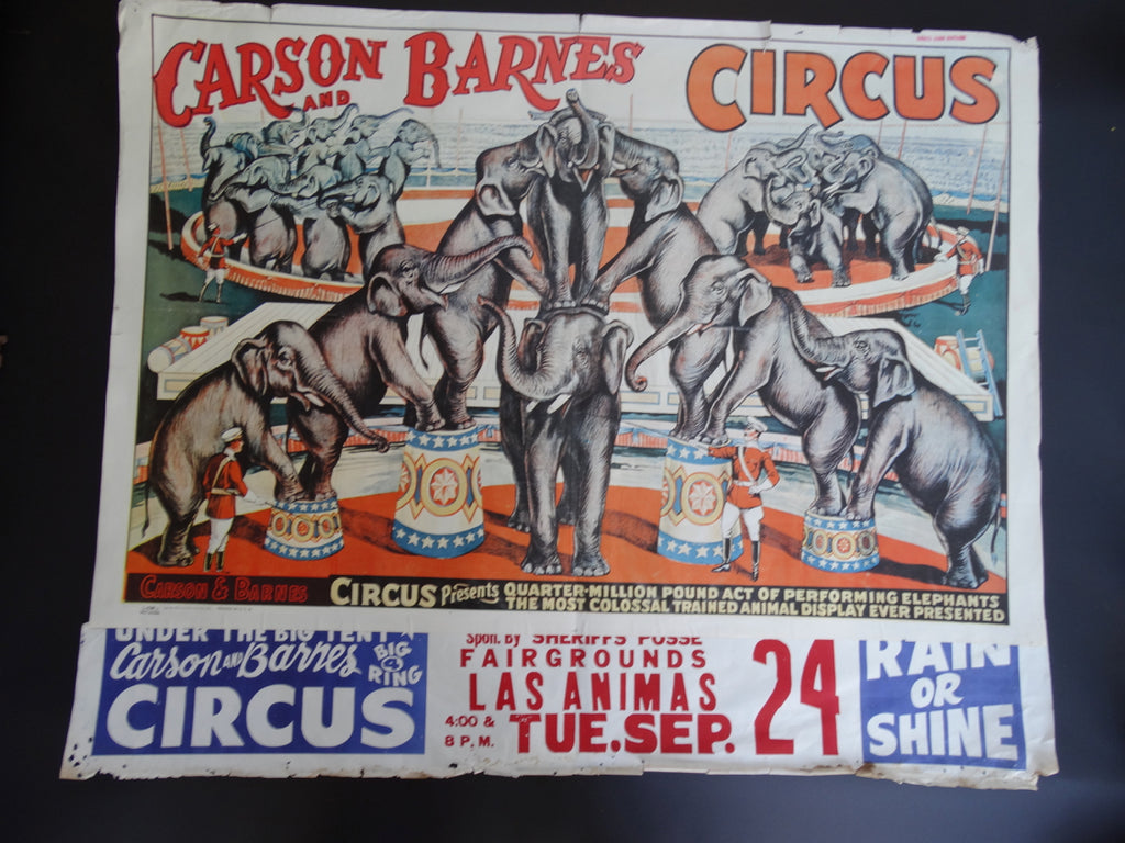 Carson And Barnes Circus Poster Early California Antiques Shop