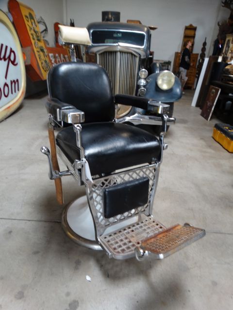 Emil J Paidar Black Barber Chair Early California Antiques Shop