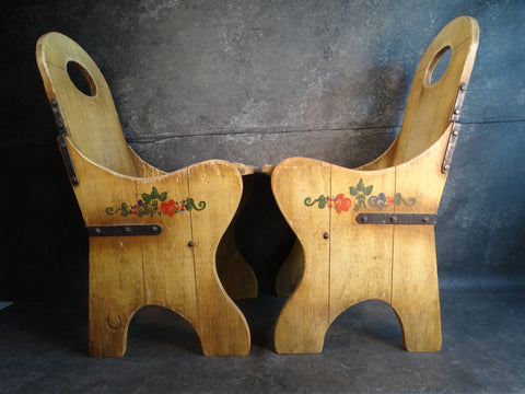 Pair of Monterey Monk's Chairs in Original Straw Ivory Finish F2250