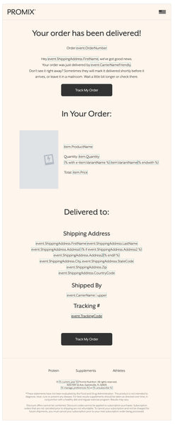 Order Delivered Transactional Email Message