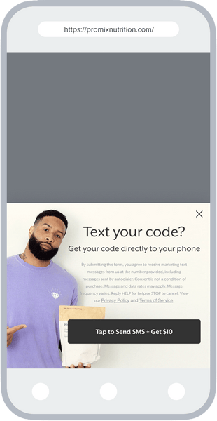 Tap to Subscribe to welcome offer via SMS for promixnutrition.com