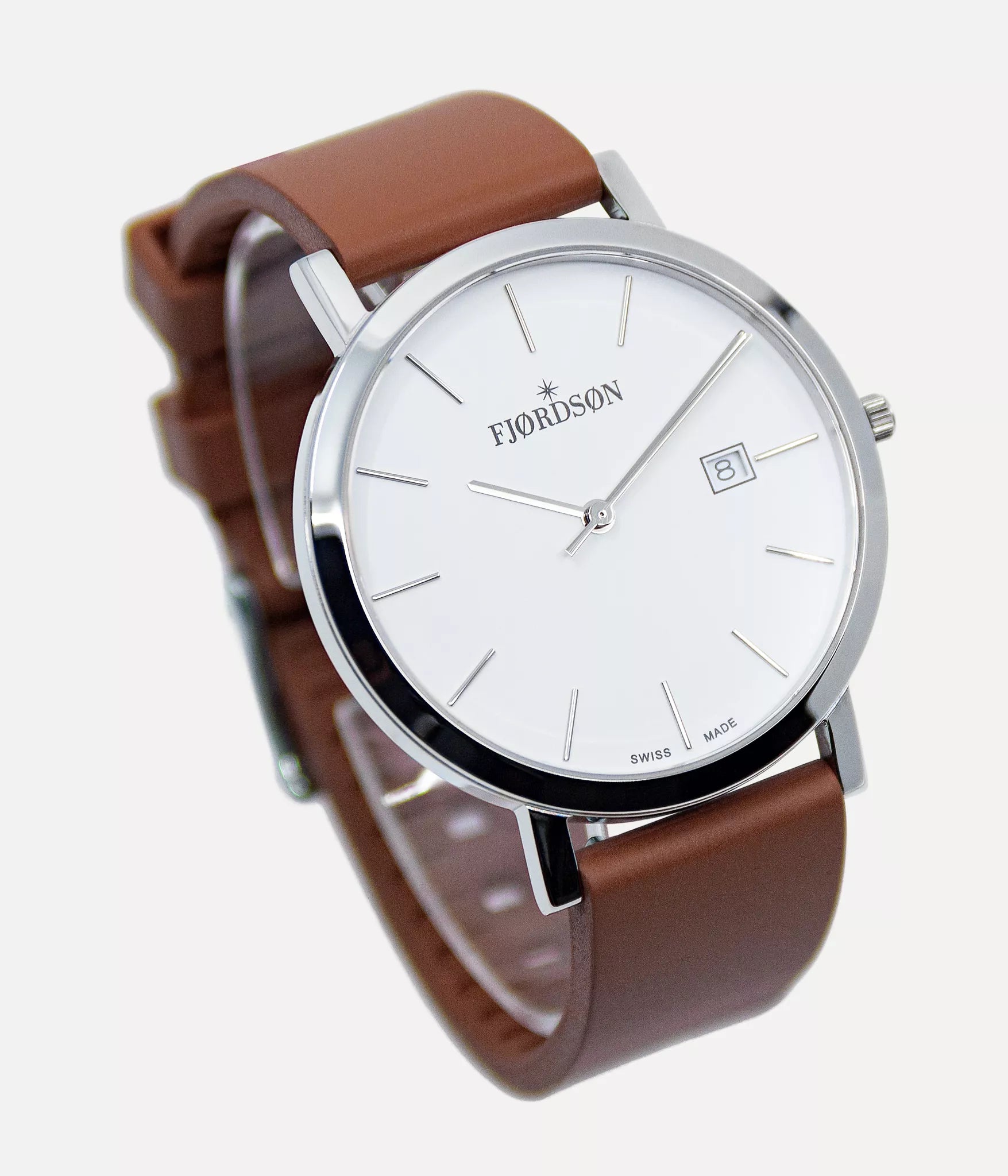 Fjordson Vegan Watches I Men's Watch White Dial & Blue Rubber Strap