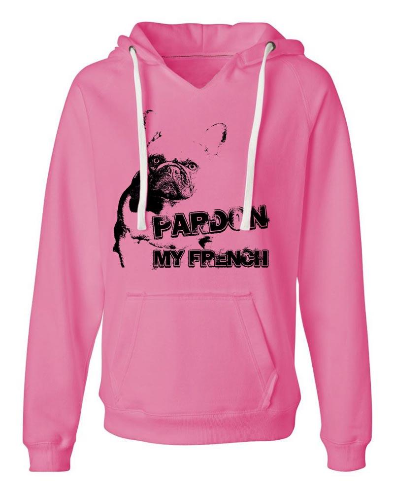 Pardon My French Sueded VNeck Hoodie