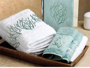 Embroidered Coral Towels