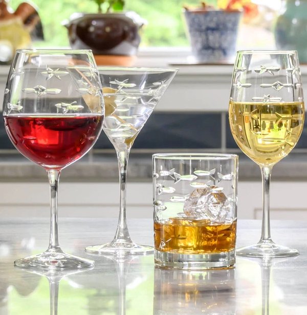 Shop Coastal Stemless Wine Glasses Set of 4 For Your Coastal Home, Coastal  & Nautical Bar Carts & Accessories For Your Dining Room or Kitchen