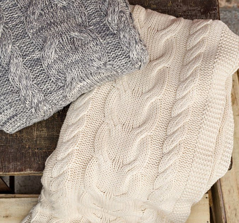 Fisherman's Sweater Chunky Cable Knit Throw - Nautical Luxuries