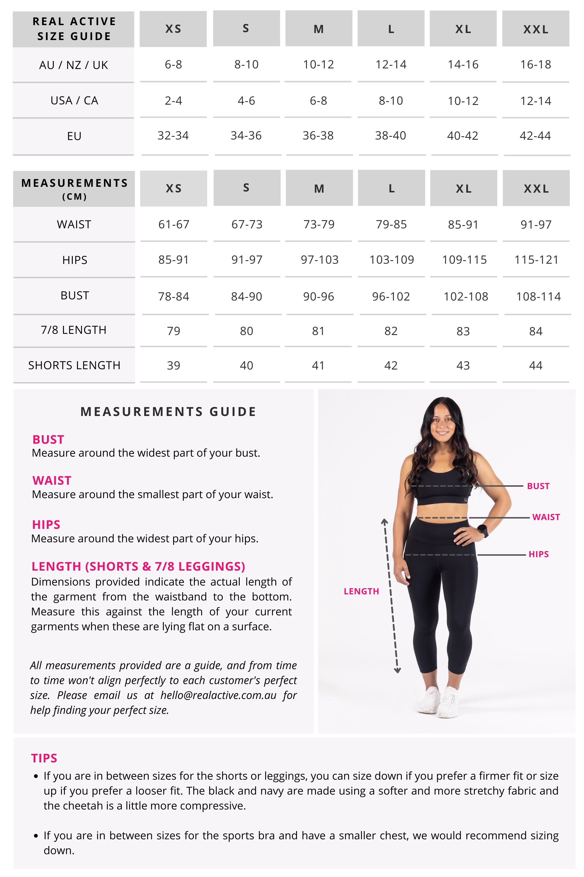 Real Active Size Guide