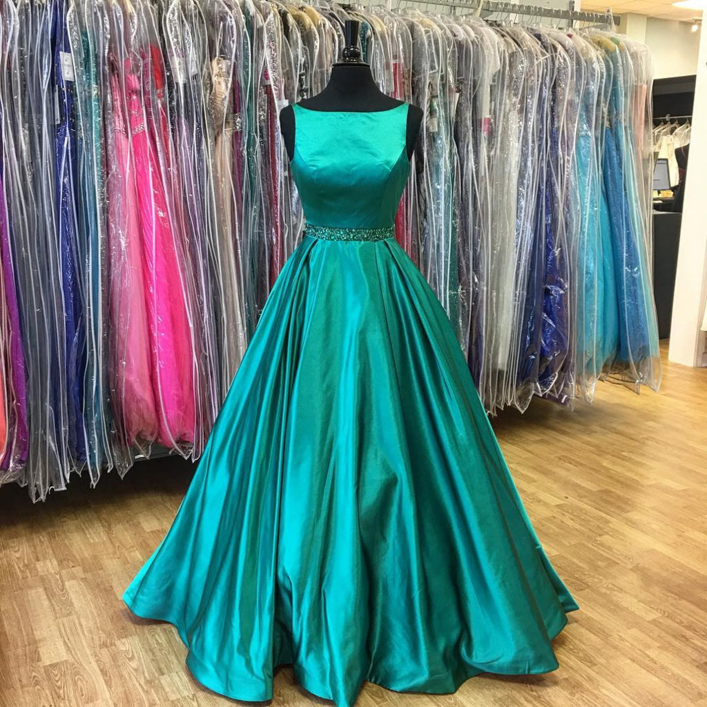 teal green evening gowns