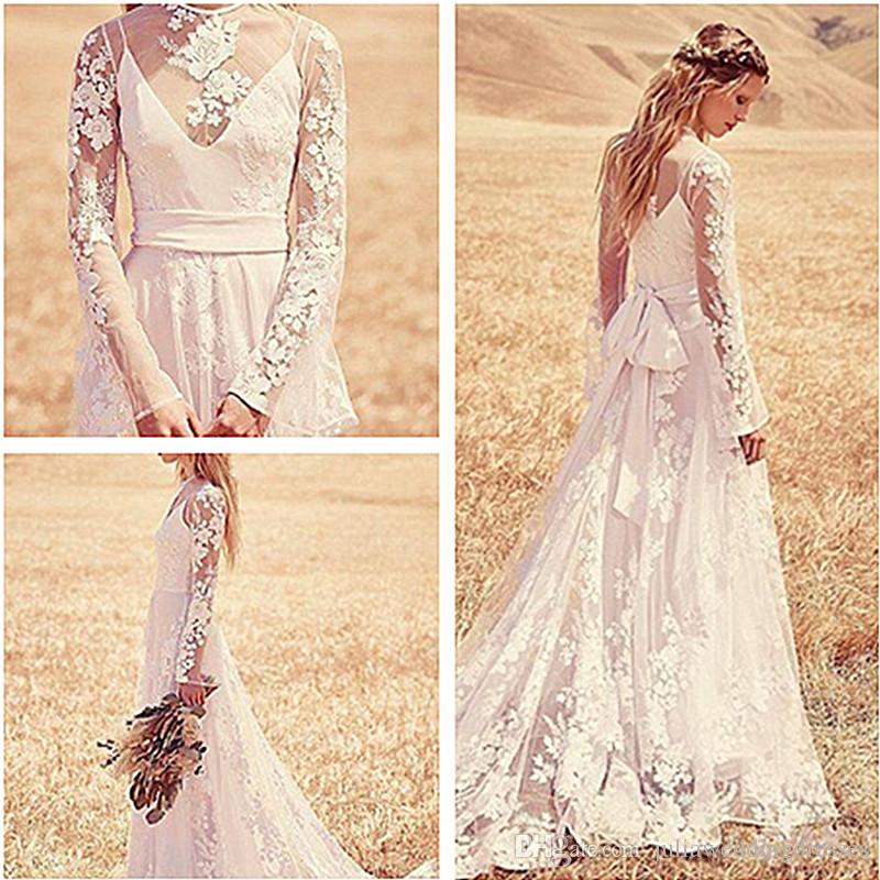 high collar long sleeve wedding dress