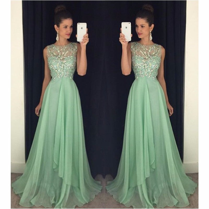 seafoam green prom dress