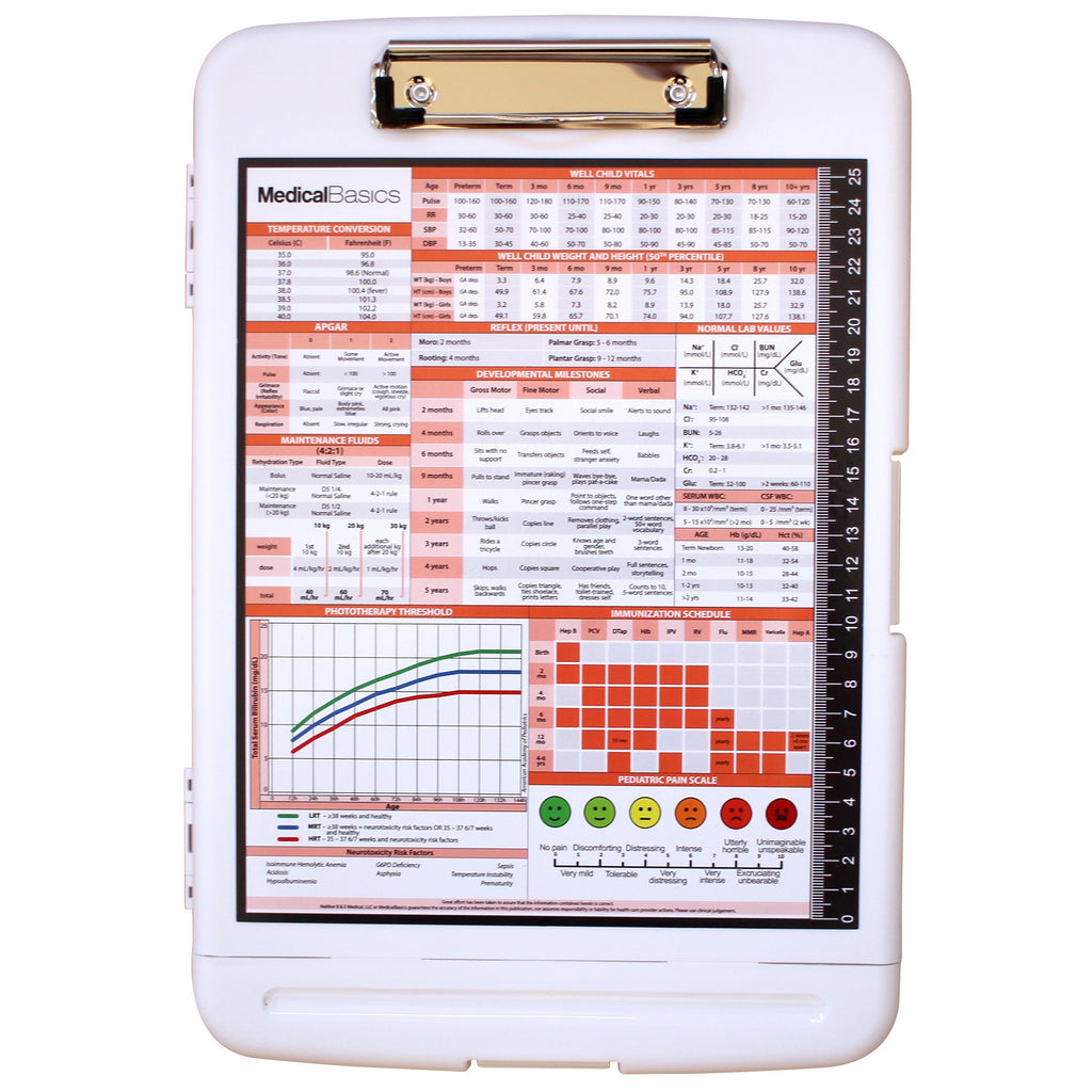 Pediatrics Storage Clipboard Quick Medical Reference Clipboard For Pediatricians Medical Students Pediatric Nurses And Nursing Students Medical Basics