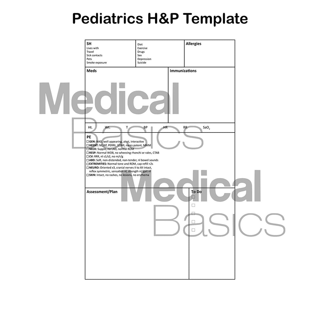 Printable Pediatric H P Template Printable Templates