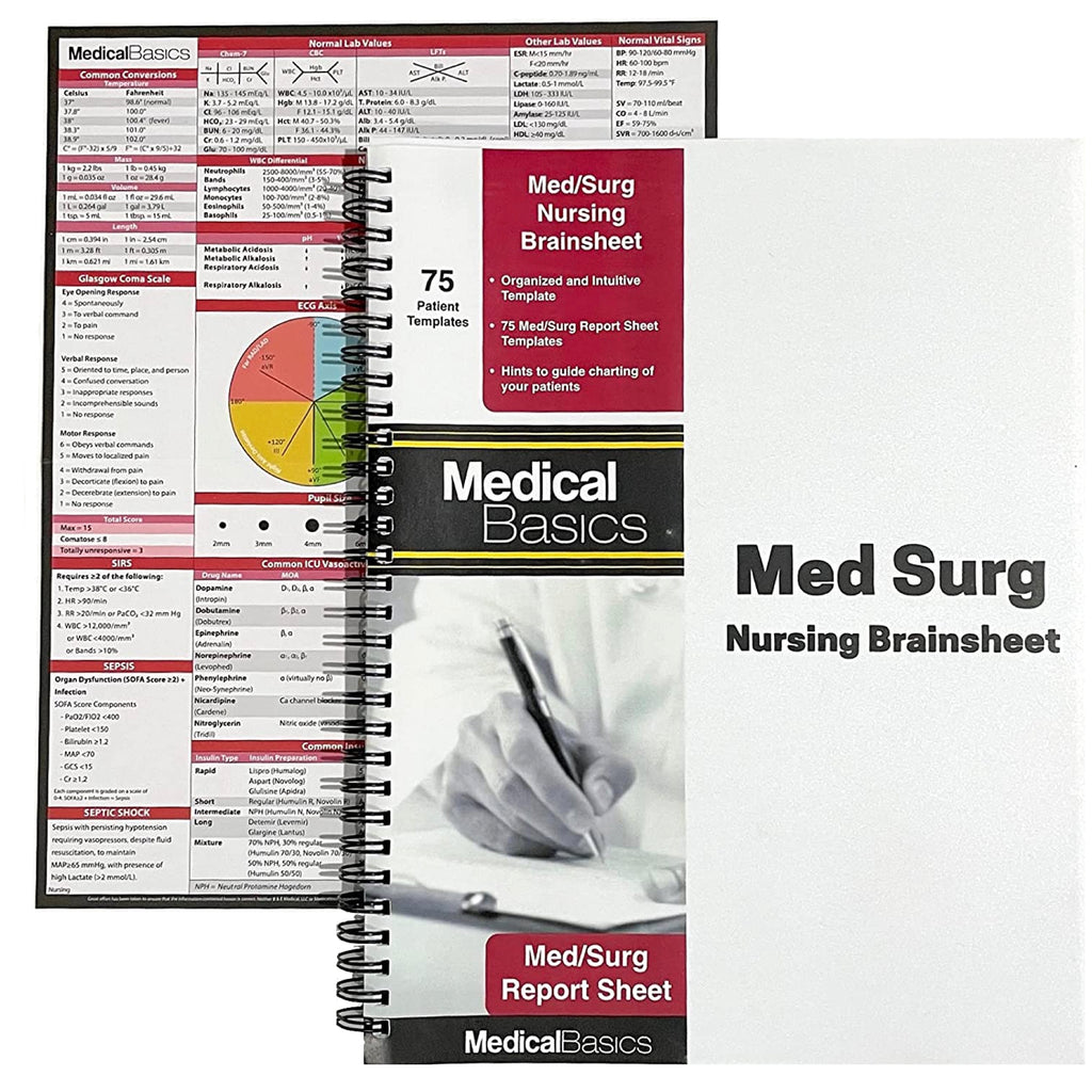 MedSurg Brain Sheet Notebook Nursing Report Sheet Inside Nursing Assistant Report Sheet Templates