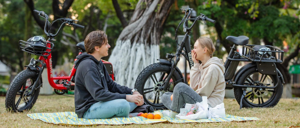 velowave prado-s ebike couple outside.