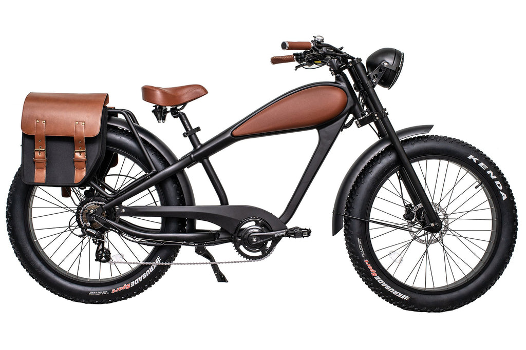 civi bikes the cheetah electric bike with fenders and rear pannier bags