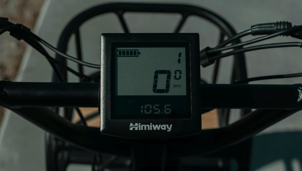 A display board of an e-mountain bike.
