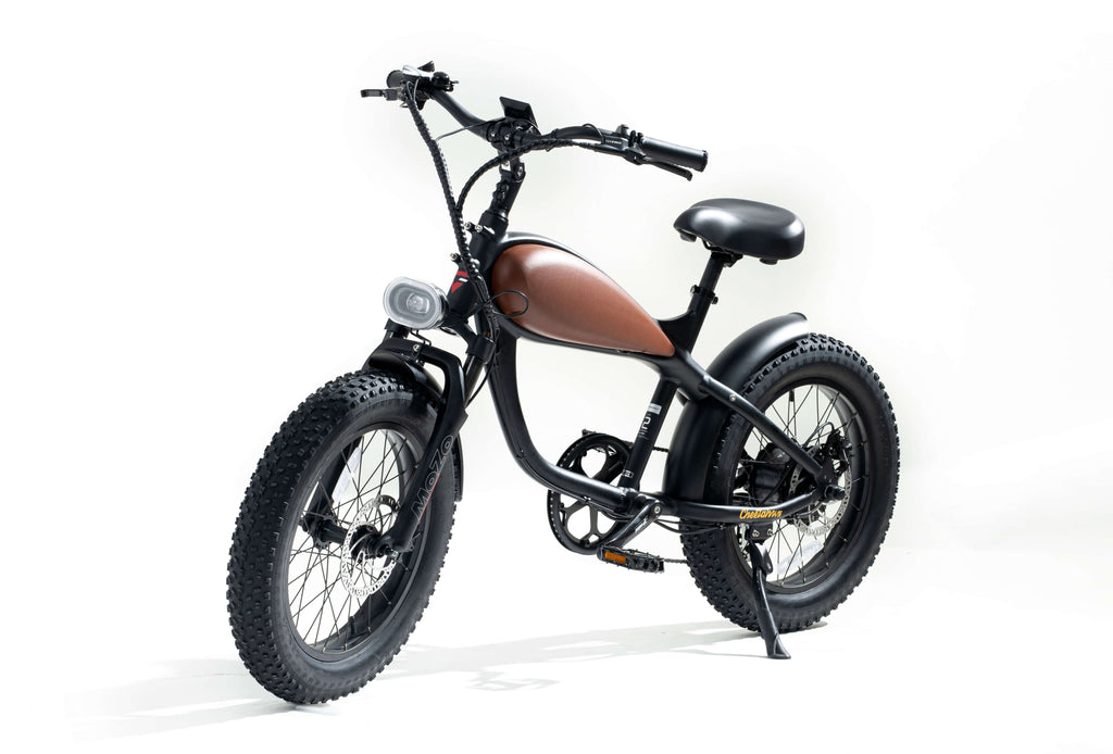 revi cheetah mini cafe racer style fat tire electric bike.