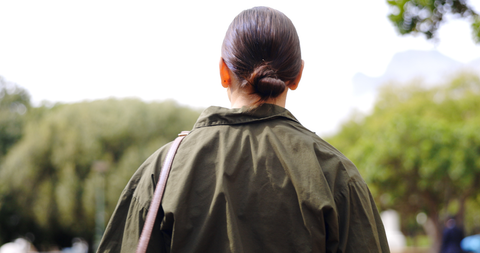 back view of woman's hair in a bun