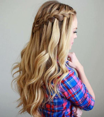 the back of the hair using waterfall braid