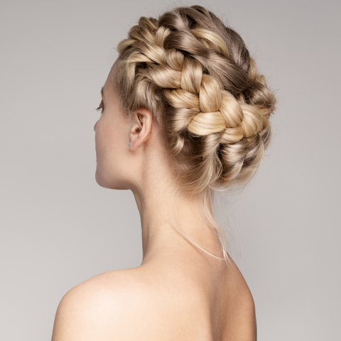 backview of woman's braided crown