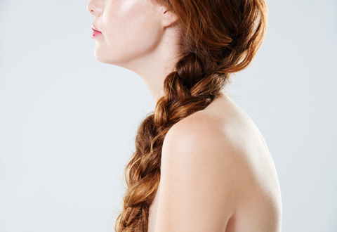 side view of beautiful woman's braid