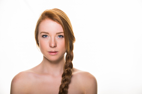 happy woman with side braid