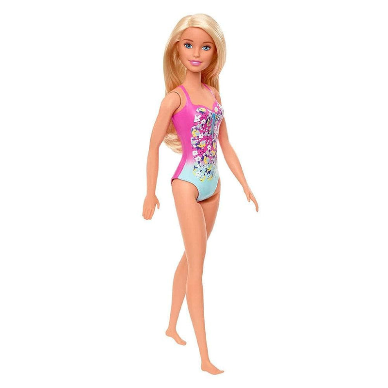 Barbie Blonde Doll in Pink and Blue Floral Swimsuit
